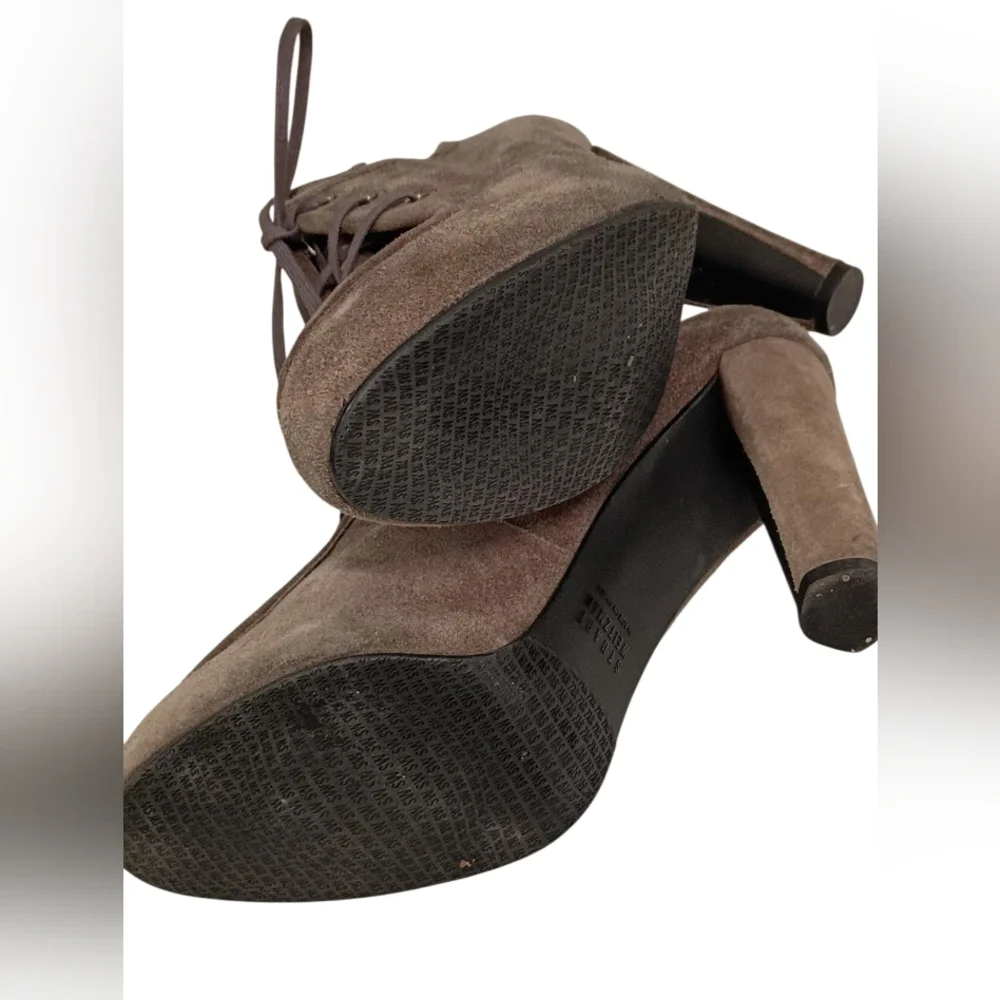 Stuart Weitzman Women's‎ Suede Lace Up Loafer High Heels 3.75